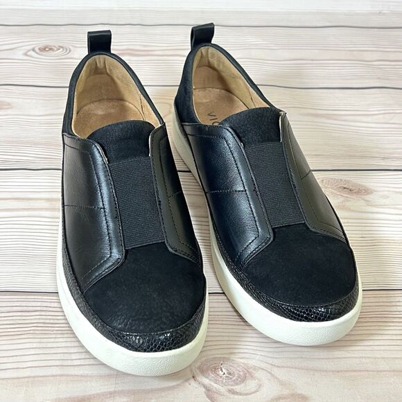 Vionic ZINAH Slip On Sneaker Womens 8 Black Leather Suede Casual Orthotic Shoes - Picture 15 of 15